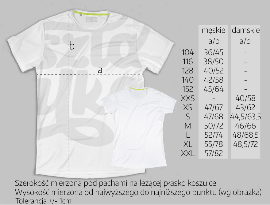 Rozmiary koszulek Rozmiary koszulek